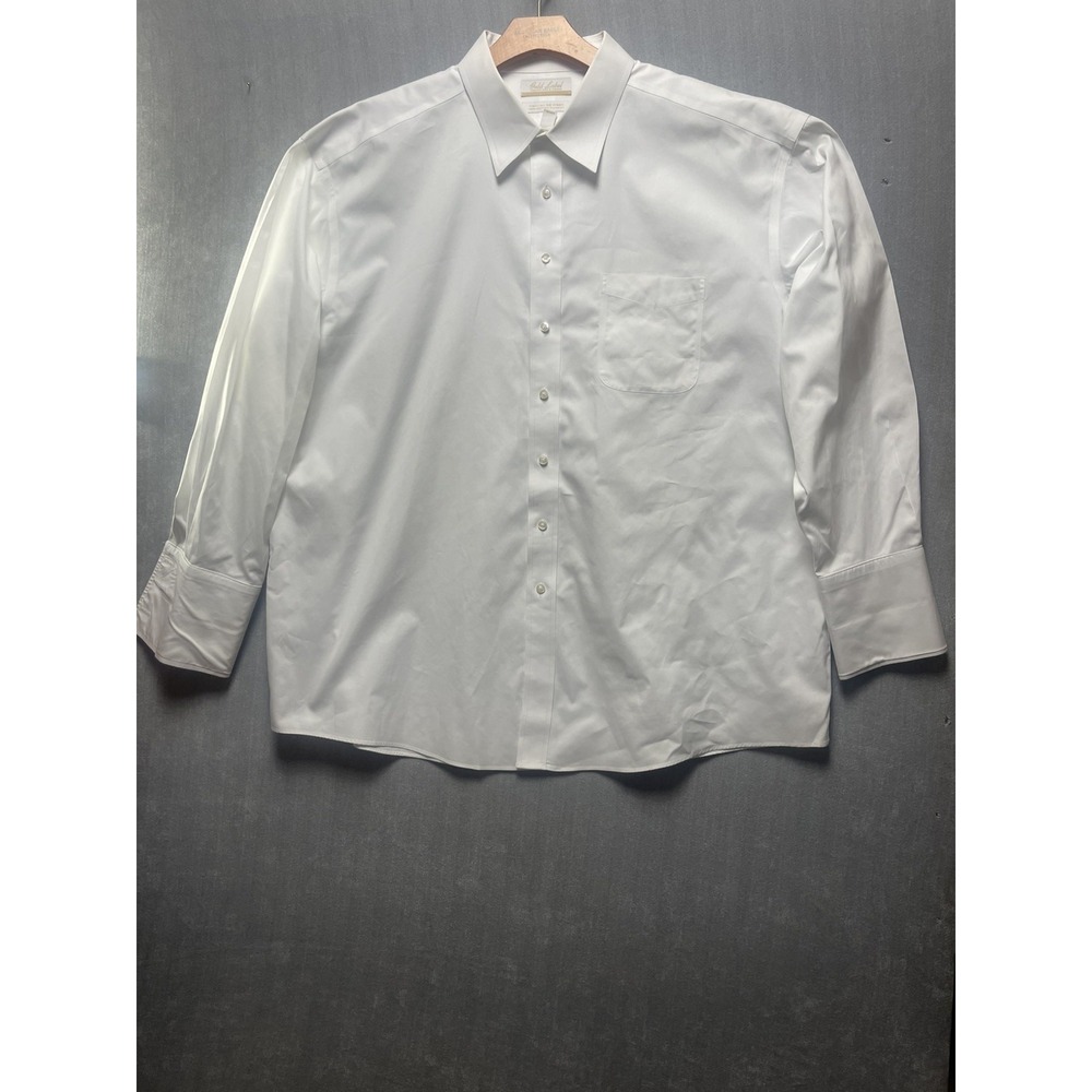 Roundtree & Yorke Gold Label Dress Shirt Mens 18 1/2 x 35 Big white.